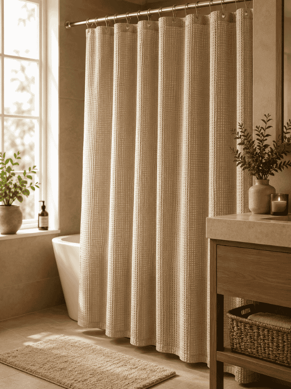 Beige Shower Curtain for Bathroom