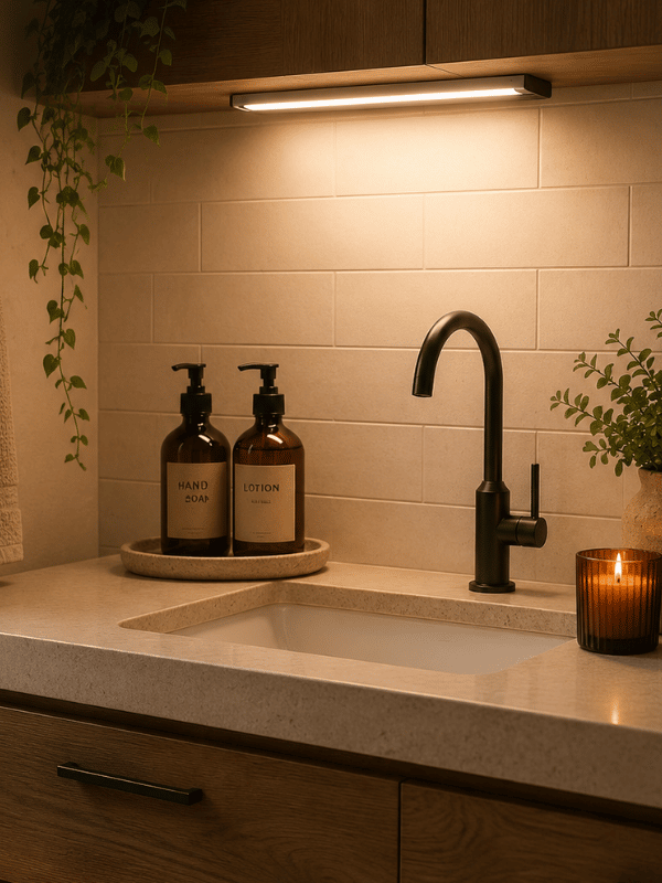 warm bathroom vanity lighting